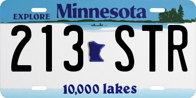 MN license plate 213STR