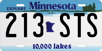 MN license plate 213STS