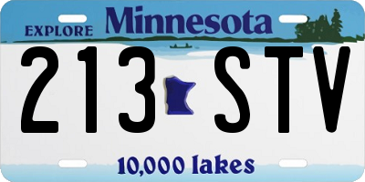 MN license plate 213STV