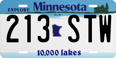 MN license plate 213STW