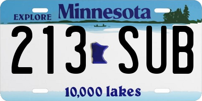 MN license plate 213SUB