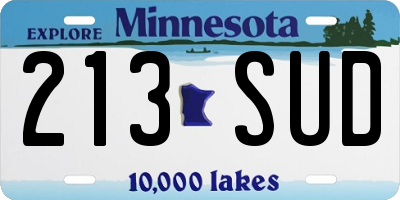 MN license plate 213SUD