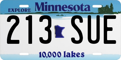 MN license plate 213SUE