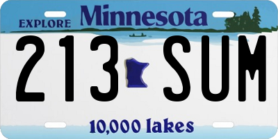 MN license plate 213SUM
