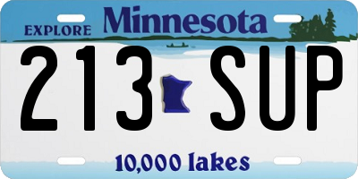 MN license plate 213SUP