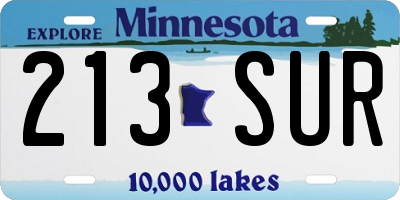MN license plate 213SUR
