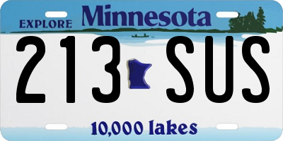 MN license plate 213SUS