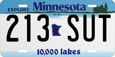 MN license plate 213SUT