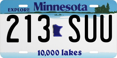 MN license plate 213SUU