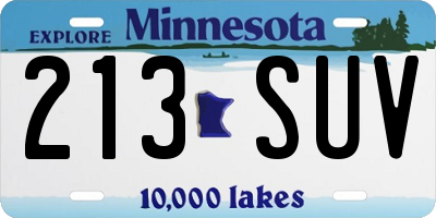 MN license plate 213SUV