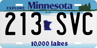 MN license plate 213SVC