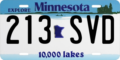 MN license plate 213SVD