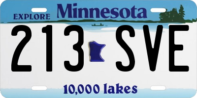 MN license plate 213SVE