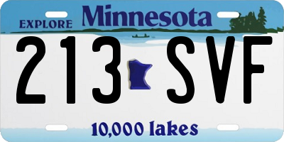 MN license plate 213SVF