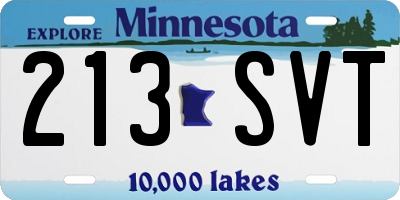 MN license plate 213SVT