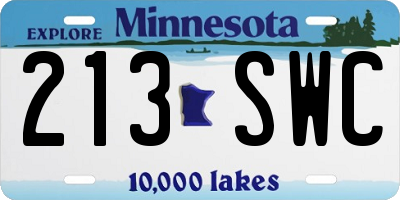 MN license plate 213SWC