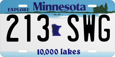 MN license plate 213SWG