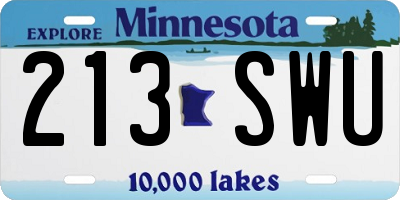 MN license plate 213SWU