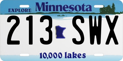 MN license plate 213SWX