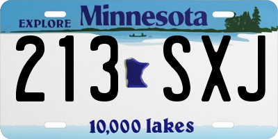 MN license plate 213SXJ