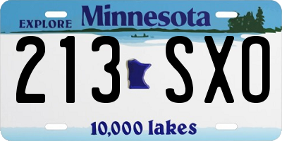 MN license plate 213SXO