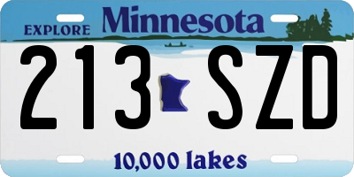 MN license plate 213SZD