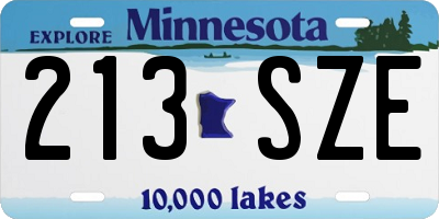 MN license plate 213SZE