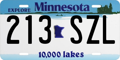 MN license plate 213SZL