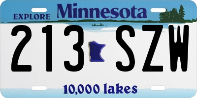 MN license plate 213SZW