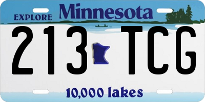 MN license plate 213TCG