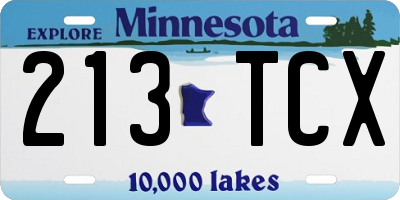 MN license plate 213TCX