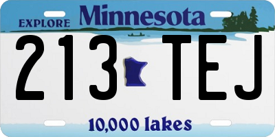 MN license plate 213TEJ