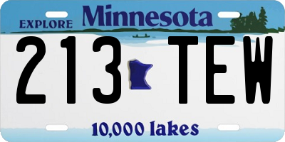 MN license plate 213TEW