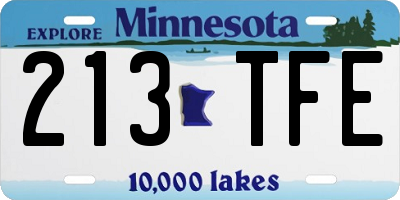 MN license plate 213TFE