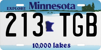 MN license plate 213TGB