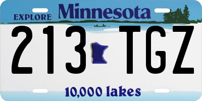 MN license plate 213TGZ