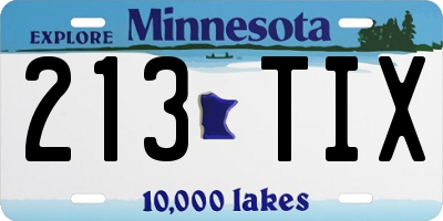 MN license plate 213TIX