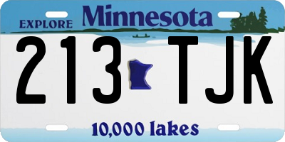 MN license plate 213TJK