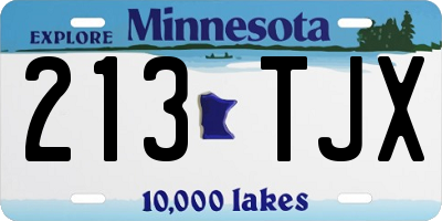 MN license plate 213TJX