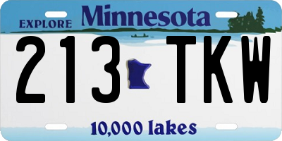 MN license plate 213TKW