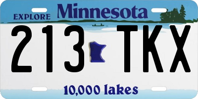 MN license plate 213TKX