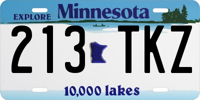 MN license plate 213TKZ