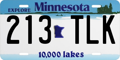MN license plate 213TLK