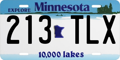 MN license plate 213TLX