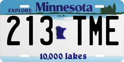 MN license plate 213TME