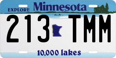 MN license plate 213TMM