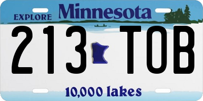 MN license plate 213TOB
