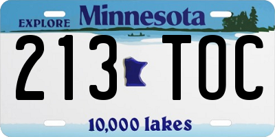 MN license plate 213TOC