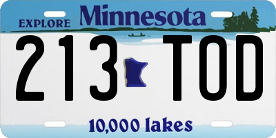 MN license plate 213TOD