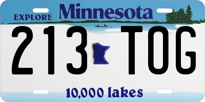 MN license plate 213TOG
